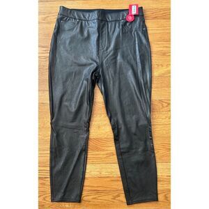 Spanx Womens Faux Vegan Leather Ankle Skinny Pant Luxe Black Size XL Petite NWT